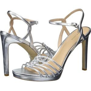 Via Spiga Silver Strappy Heels for Formal Occasions